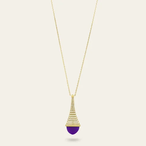 Marli Cleo Rev Diamond Pendant In Yellow Gold Set With Amethyst Cleo N29 Coral 56