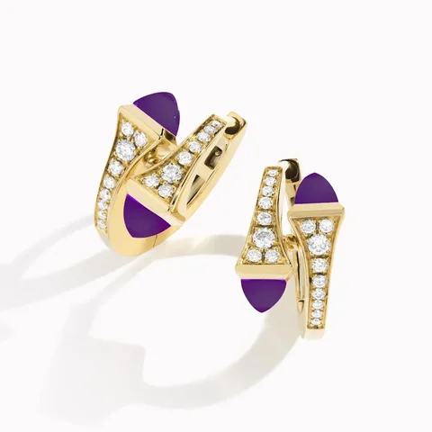 Marli Cleo Diamond Huggie Earrings In Yellow Gold Set With Amethyst Cleo E20 5