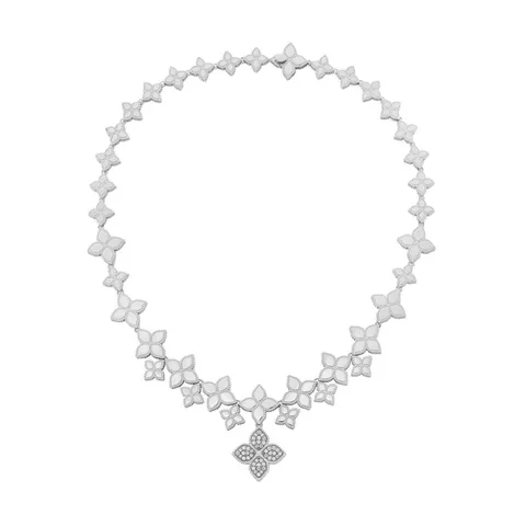 Roberto Coin Flower White Gold Necklace With Diamonds 99