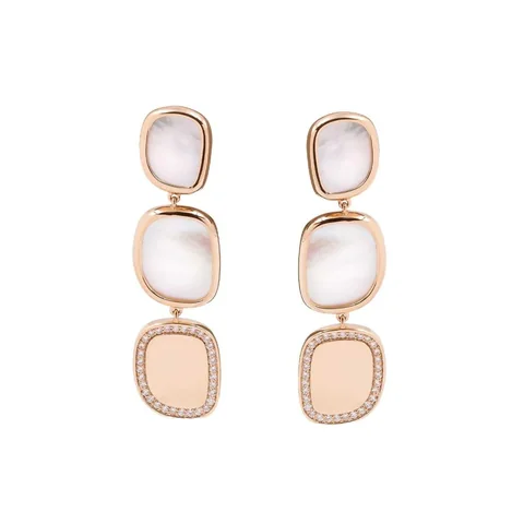 Roberto Coin Black Jade Rose Gold Earrings With Mother Of Pearl And Diamonds 88