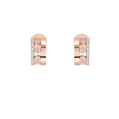Messika Move Romane Mini Hoops Rose Gold Earrings 07178-PG with Diamonds