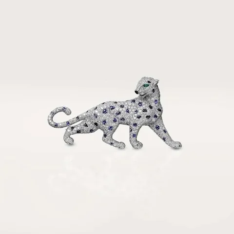 Cartier Panthère De Cartier Brooch H5000025, White Gold, Sapphires, Emeralds, Onyx, Diamonds 1