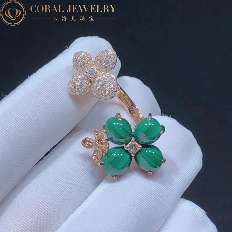 Chaumet Hortensia Pink Gold Diamonds And Malachite Ring 083336 Coral 28