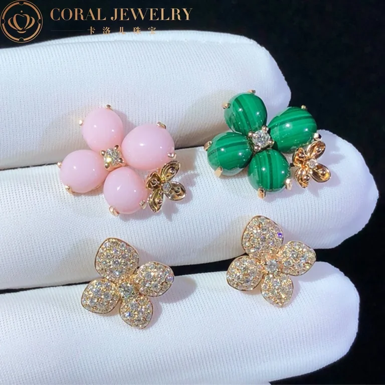 Chaumet Hortensia Pink Gold Diamonds And Malachite Ring 083336 Coral 168