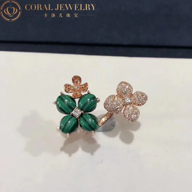 Chaumet Hortensia Pink Gold Diamonds And Malachite Ring 083336 Coral 202