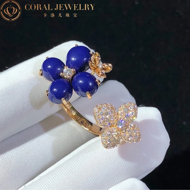 Chaumet Hortensia Pink Gold Diamonds And Lapis Lazuli Ring Coral 88