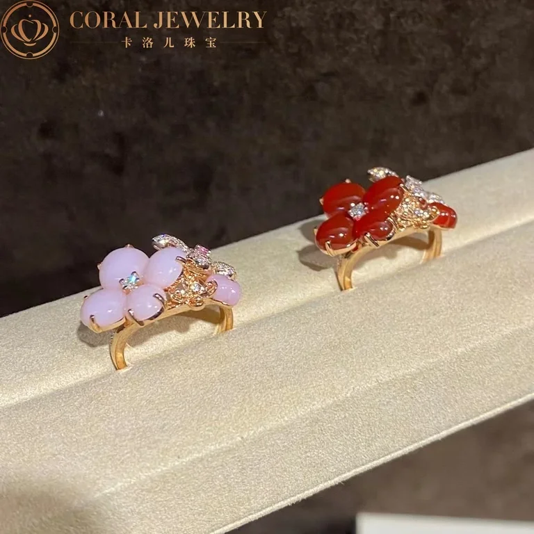 Chaumet Hortensia Carnelian And White Diamonds Ring Coral 44