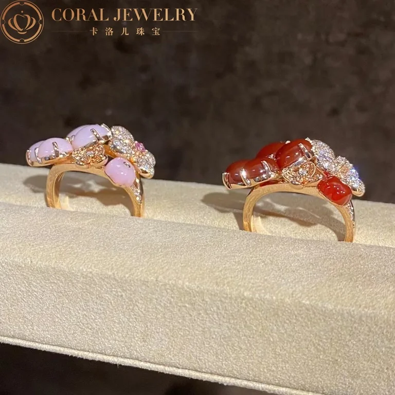 Chaumet Hortensia Carnelian And White Diamonds Ring Coral 55