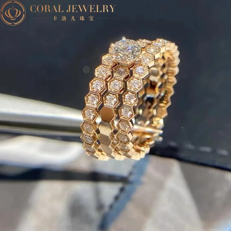 Chaumet Bee My Love Ring 081935 Rose gold diamonds, 2.5mm 2