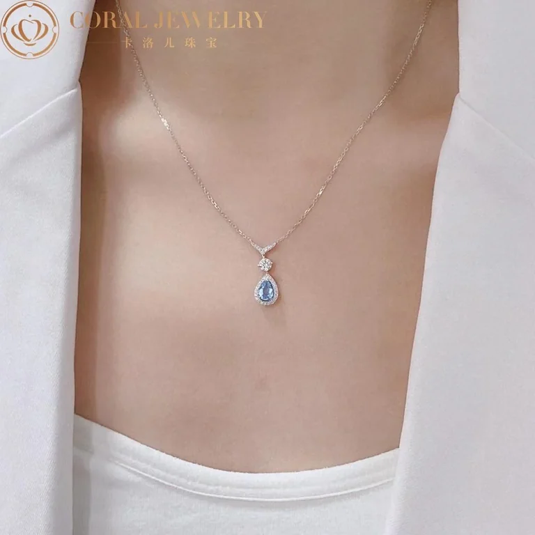 Chaumet Josephine Aigrette 083315 white gold aquamarine and diamond pendant 11