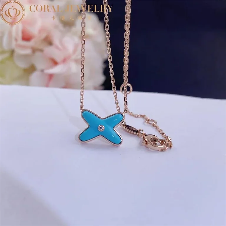 Chaumet Jeux De Liens Pendant 082932 Rose Gold Turquoise Diamond 5