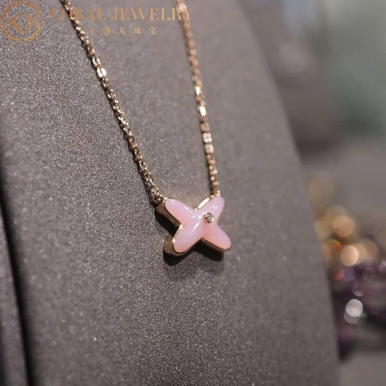 Chaumet Jeux De Liens Pendant 082996 Rose gold pink opal diamond 6