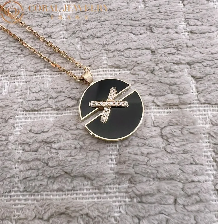 Chaumet 084650 Jeux De Liens Harmony Onyx Medium Model Pendant Rose Gold Onyx Diamonds 4
