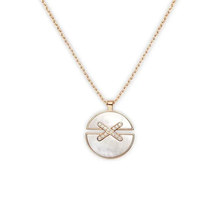 Chaumet 084494 Jeux De Liens Harmony Mother-of-pearl Medium Model Pendant Rose Gold Diamonds 1