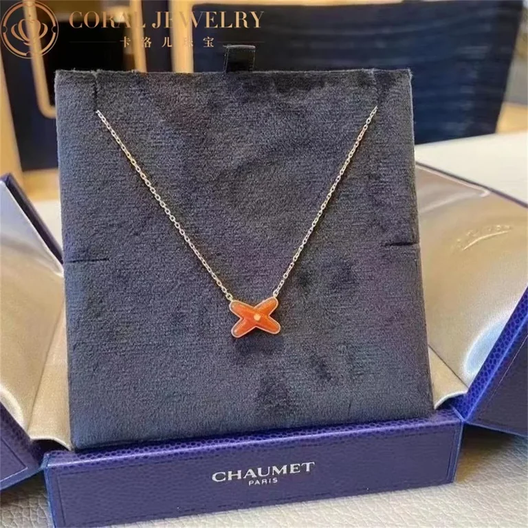 Chaumet 085108 Jeux De Liens Carnelian Pendant Rose Gold Carnelian Diamond