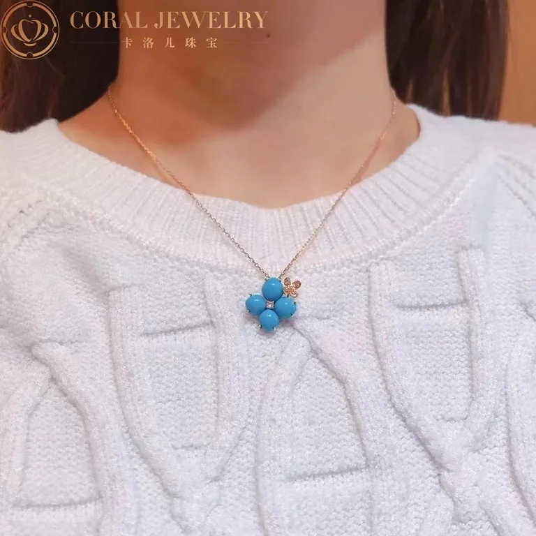 Chaumet 083146 Hortensia Eden Pink Gold Turquoise Diamond Pendant 6