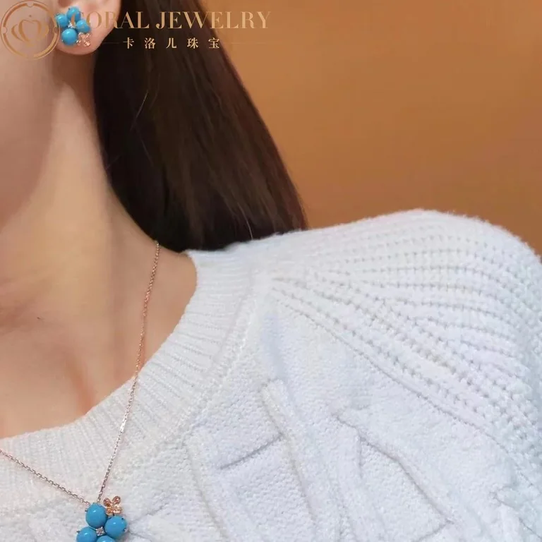 Chaumet 083146 Hortensia Eden Pink Gold Turquoise Diamond Pendant 5