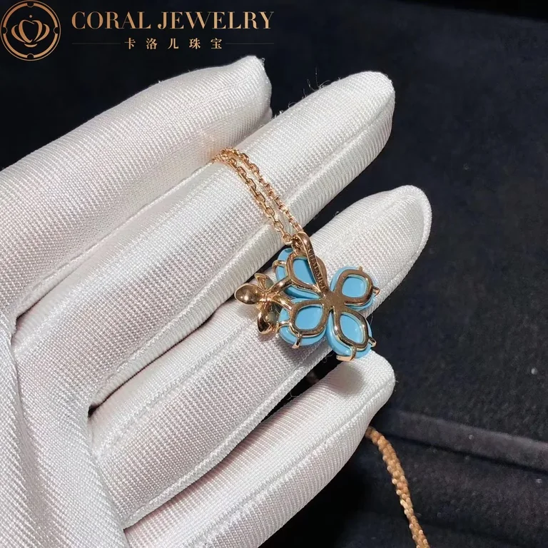 Chaumet 083146 Hortensia Eden Pink Gold Turquoise Diamond Pendant 4