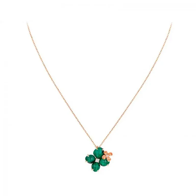 Chaumet 083144 Hortensia Eden Pink Gold Malachite Diamond Pendant 2