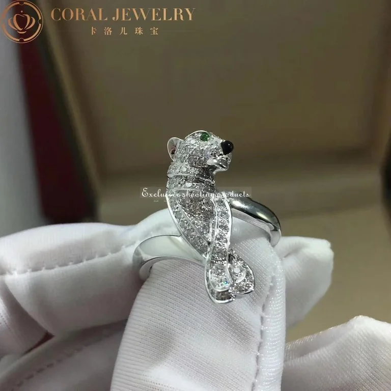 Cartier N4244900 Panthère De Cartier Ring White Gold Diamond Emerald 4
