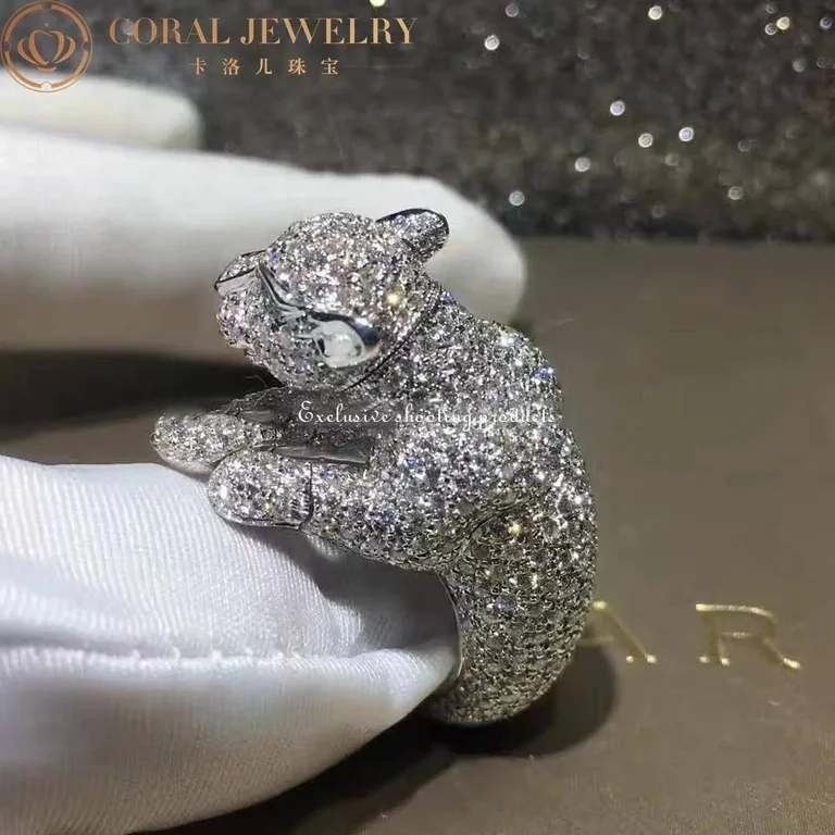 Cartier Panthère de Cartier Ring Platinum Diamonds Emeralds Onyx5