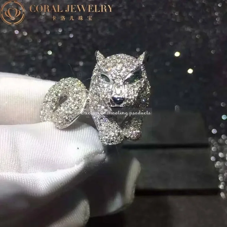 Cartier Panthère de Cartier Ring Platinum Diamonds Emeralds Onyx3