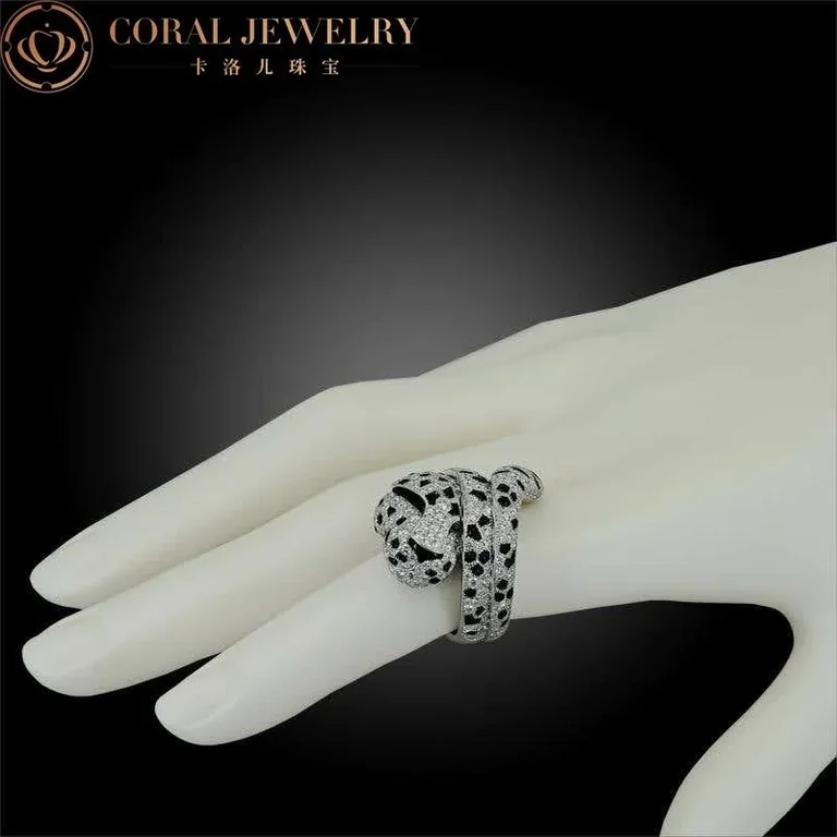 Cartier Panthère De H4179400 Cartier Ring Panthere Diamond Onyx Coil Ring 3