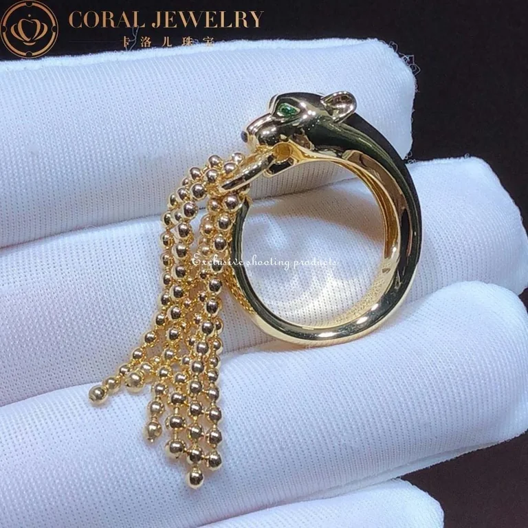 Cartier Panthère De N4744000 Cartier Ring Yellow Gold Tsavorite Onyx Diamonds 6