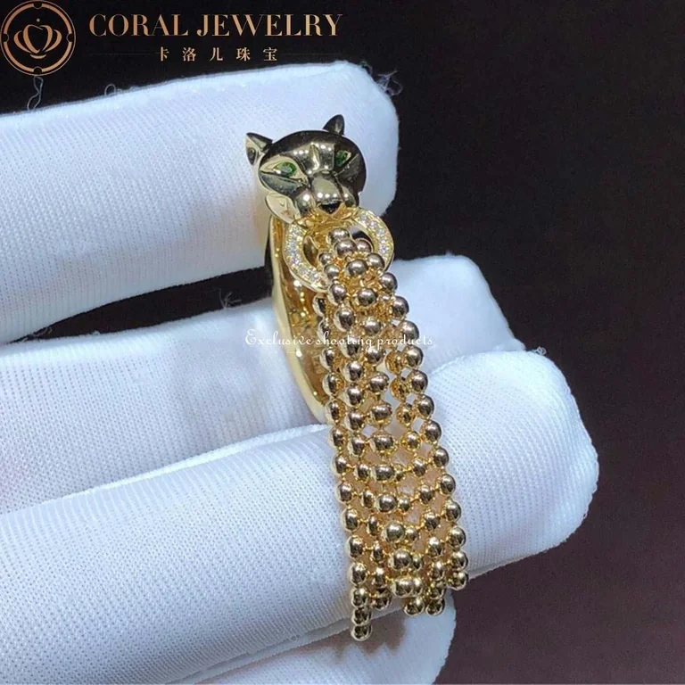 Cartier Panthère De N4744000 Cartier Ring Yellow Gold Tsavorite Onyx Diamonds 4