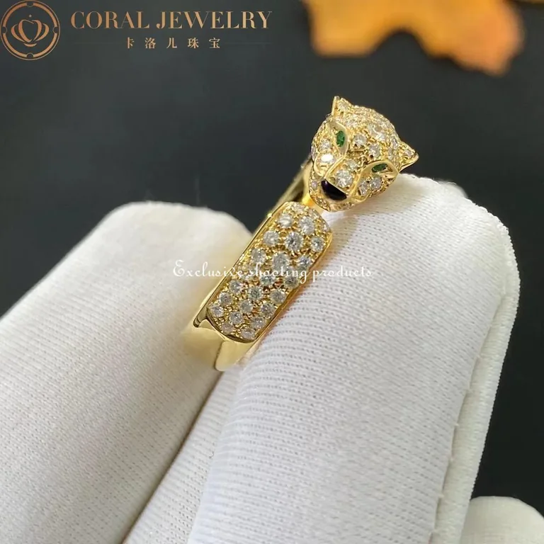 Cartier Panthère De N4765500 Cartier Ring Yellow Gold Emeralds Diamonds 5