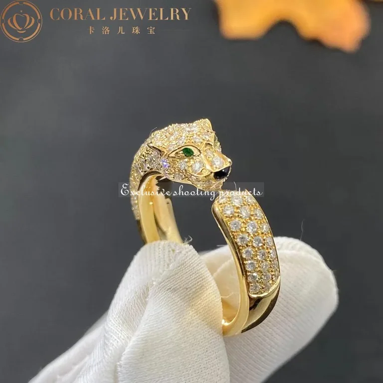 Cartier Panthère De N4765500 Cartier Ring Yellow Gold Emeralds Diamonds 3