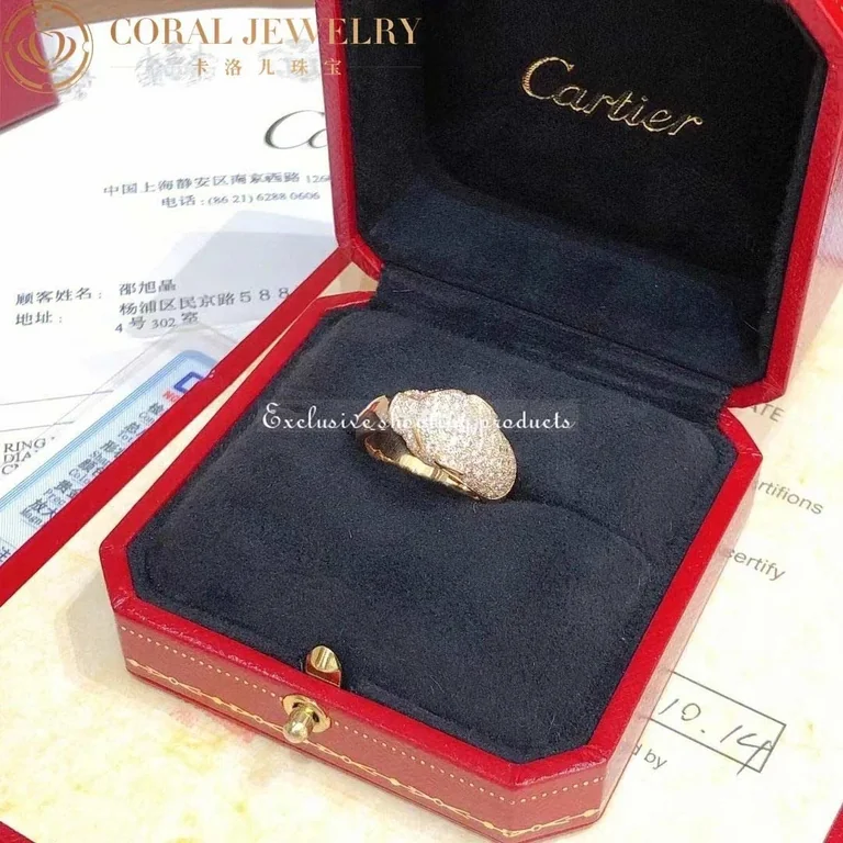Cartier Panthère De N4225000 Cartier Ring Yellow Gold Diamonds Emeralds Onyx 7