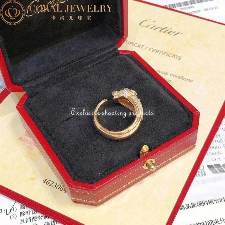Cartier Panthère De N4225000 Cartier Ring Yellow Gold Diamonds Emeralds Onyx 6