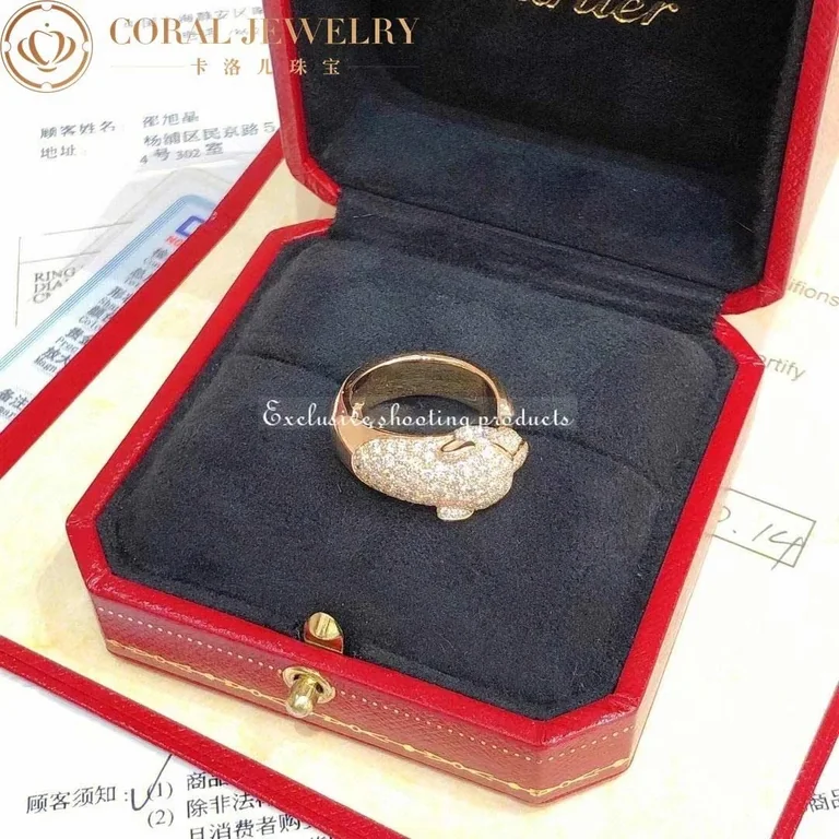Cartier Panthère De N4225000 Cartier Ring Yellow Gold Diamonds Emeralds Onyx 6