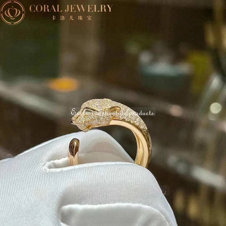 Cartier Panthère De N4225000 Cartier Ring Yellow Gold Diamonds Emeralds Onyx 3