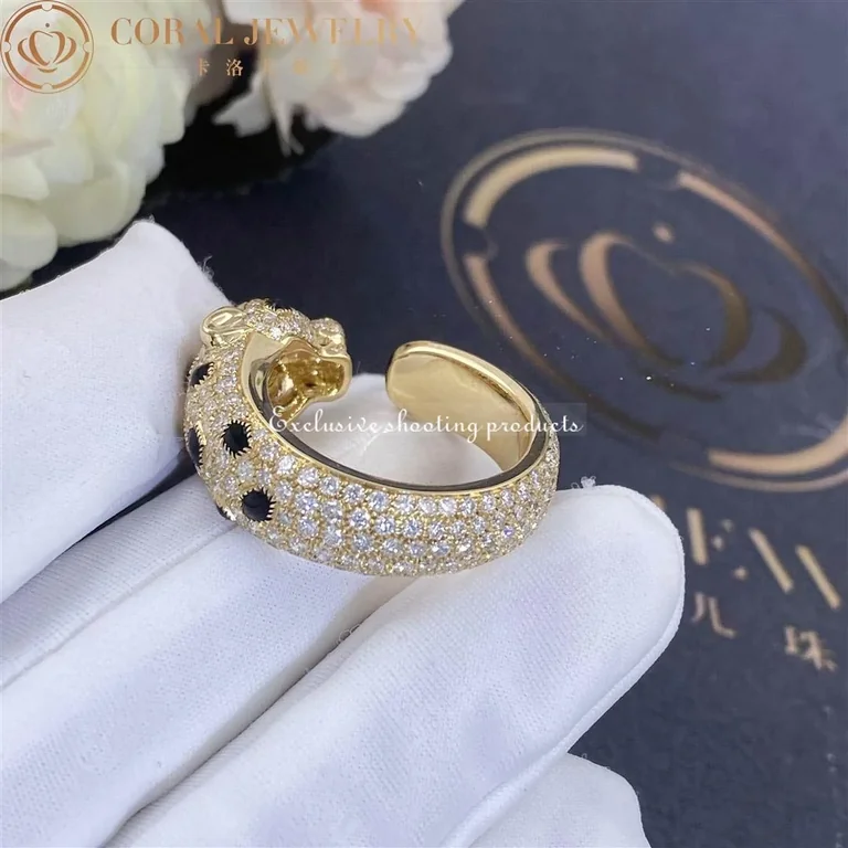 Cartier Panthère De N4767700 Cartier Ring Yellow Gold Diamonds Emeralds Onyx 5