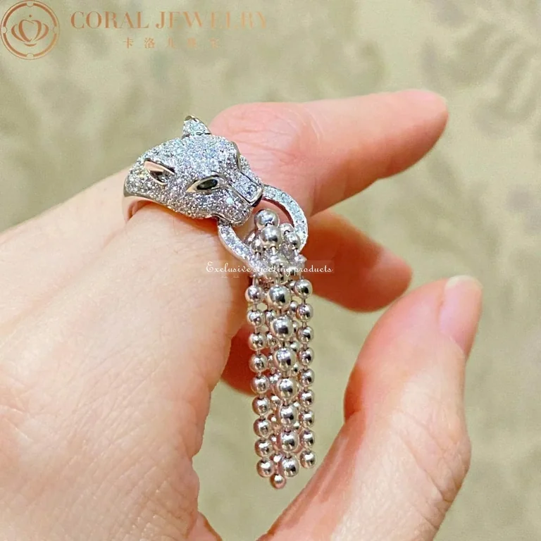 Cartier Panthère N4744100 De Cartier Ring White Gold Emeralds Onyx Diamonds 7