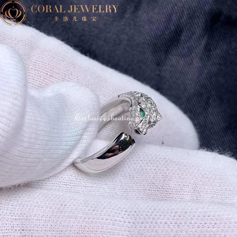 Cartier Panthère De N4765900 Cartier Ring White Gold Emeralds Diamonds 4