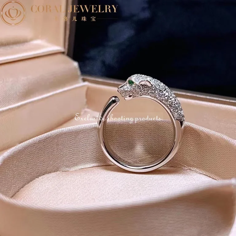 Cartier Panthère De N4765900 Cartier Ring White Gold Emeralds Diamonds 3