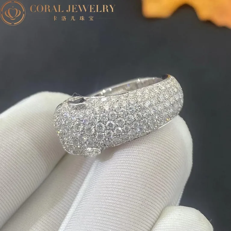 Cartier Panthère De N4225200 Cartier Ring White Gold Diamonds Emeralds Onyx 11