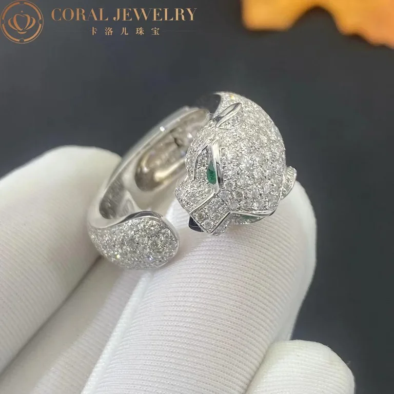 Cartier Panthère De N4225200 Cartier Ring White Gold Diamonds Emeralds Onyx 6