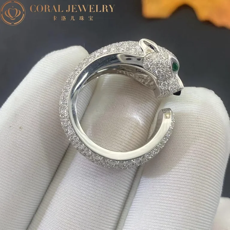 Cartier Panthère De N4225200 Cartier Ring White Gold Diamonds Emeralds Onyx 5