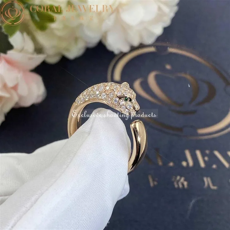 Cartier Panthère De N4765700 Cartier Ring Rose Gold Emeralds Diamonds 11
