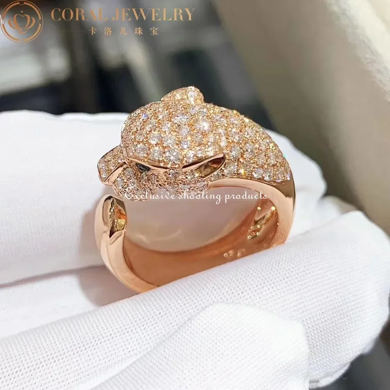 Cartier Panthère De N4742200 Cartier Ring Rose Gold Diamonds Emeralds Onyx 8