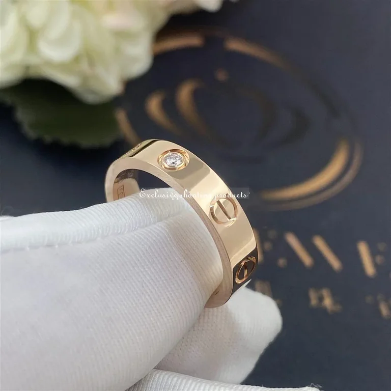 Cartier Love Wedding Band B4050700 1 Diamond Rose Gold 7