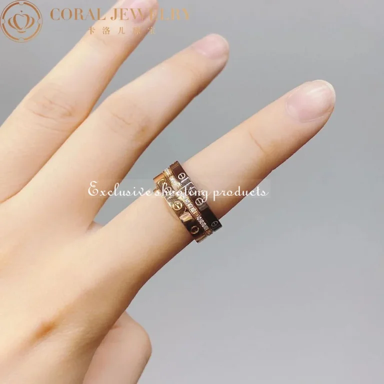 Cartier Love Ring B4097900 Three Rings Yellow Gold Brown Ceramic Diamond 4