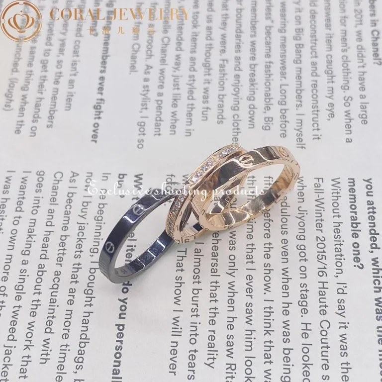 Cartier Love Ring B4097900 Three Rings Yellow Gold Brown Ceramic Diamond 3