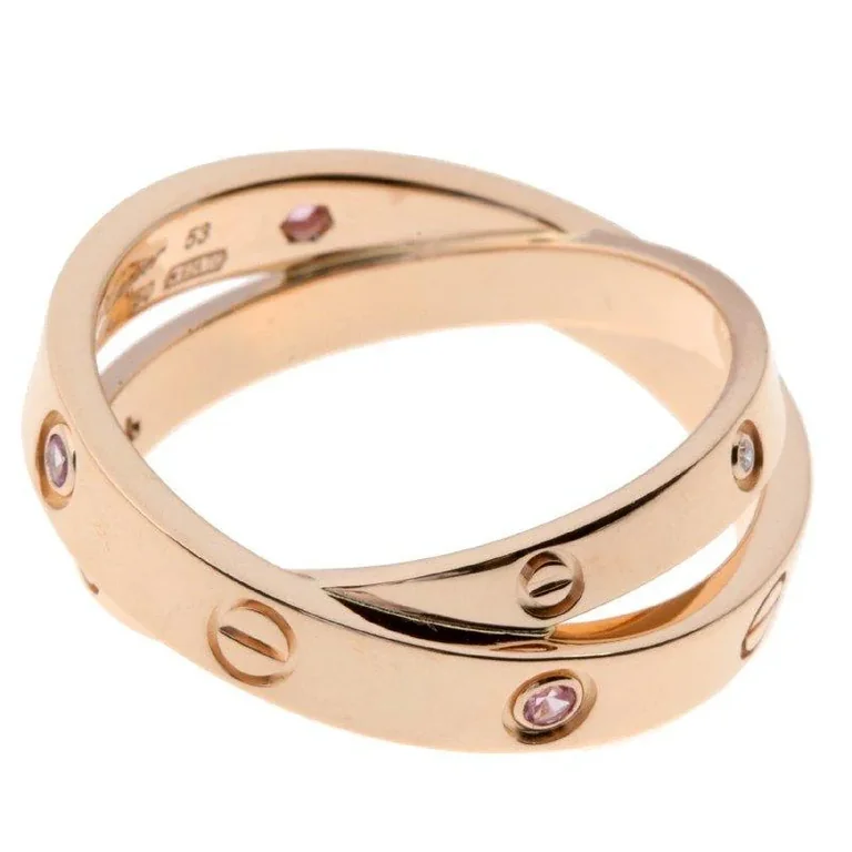Cartier Love Ring B4209700 Rose Gold Sapphires Diamonds 6