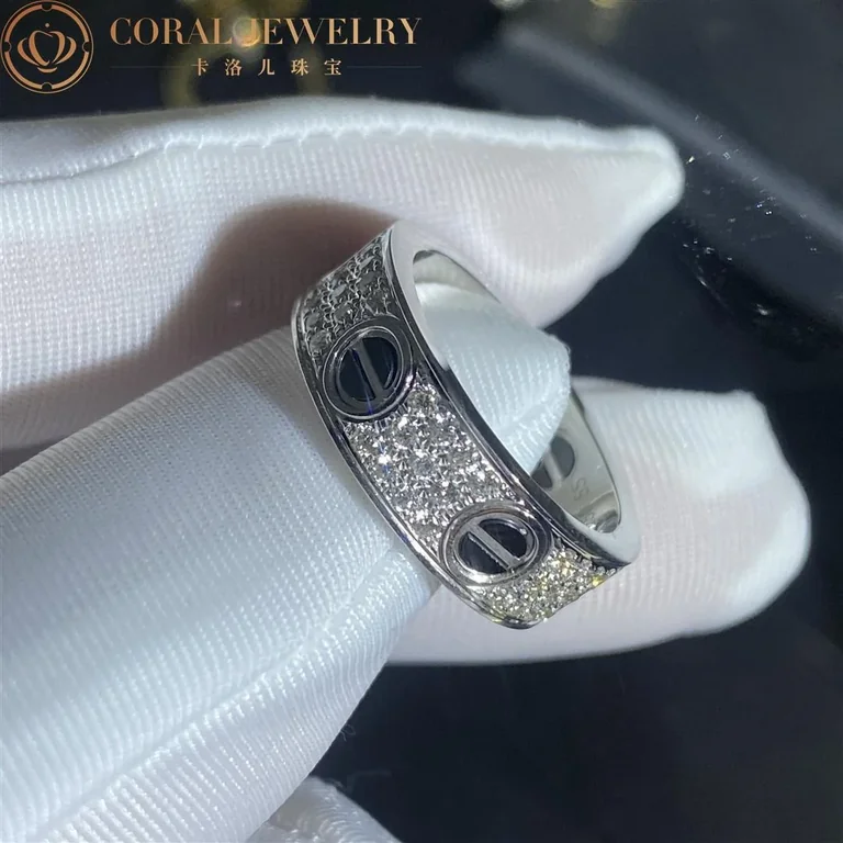 Cartier Love Ring B4207600 Diamond-paved Ceramic White Gold 6