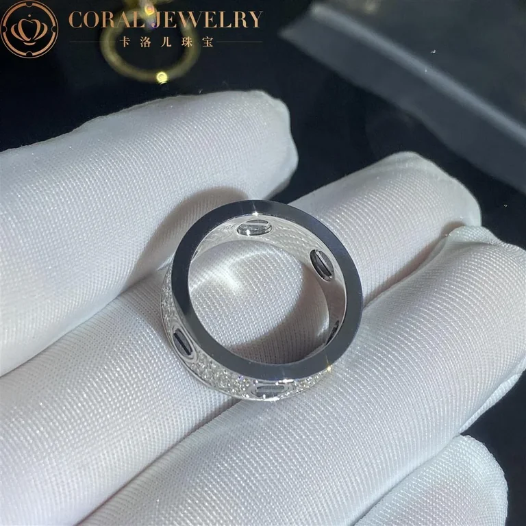 Cartier Love Ring B4207600 Diamond-paved Ceramic White Gold 5